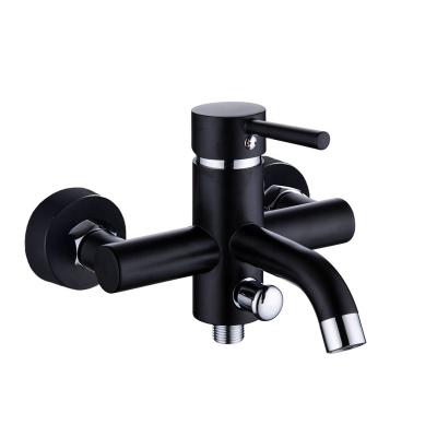 China Without Faucet Brass Chrome Slide Bar Europe Water Tub Faucet Wall Mount Matte Black for sale