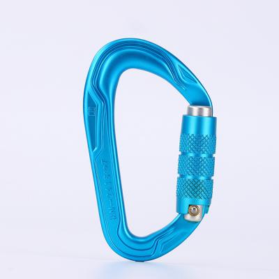 China Durable D Shape Climbing Durable Twist Locking Twist Locking Carabiner Hook Cuts 7075 Aluminum Carabiners For Aerial Workers for sale