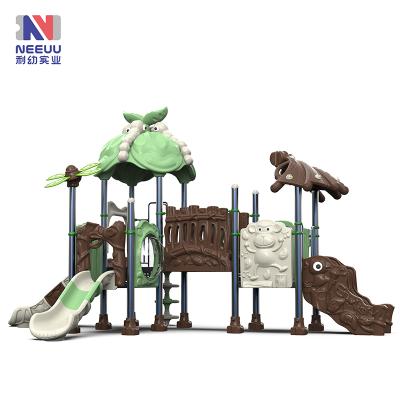 China LLDPE+hot powder galvanized steel pipe and platform forest series small child slide outdoor playground equipment LY03301 for sale