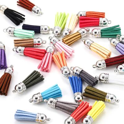 China Eco-friendly Material Suede Leather Tassel Pendant For Cell Phone Jewelry Key Chain Bags Clothes Fiber Fringe Trim Tassels for sale