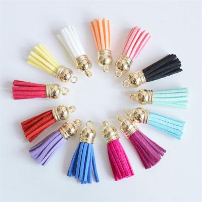 China Silver Colored Gold Suede Leather Top Tassels Eco-friendly Material For Jewelry Necklace Making Handmade Accessories for sale