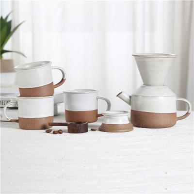 China Viable High Quality Reusable White Coffee Maker Set Pour Over Ceramic Drip Coffee Filter Coffee Dripper With Cup Mug for sale