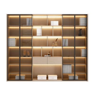 China Book Shelves Vintage Wood and Metal Shelf Simple Steel Stainless Steel Frame (Height)Adjustable Light Luxury Modern Style Bookcase for sale