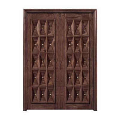 China CASEN 2022 Sound Insulation Villa Middle East Style Entry Door Soundproof and Stable Solid Wood Double Door Super Thick Luxury for sale