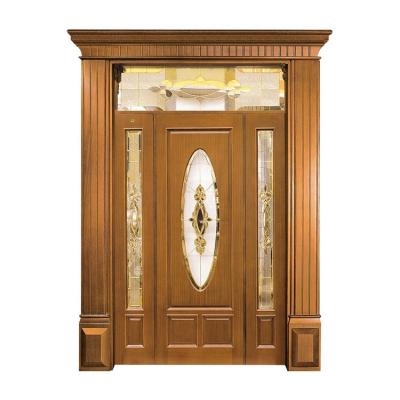 China Villa Decoration Entrance Elegant Art Glass Wooden Doors for sale