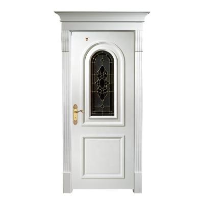 China Simple Design Interior Door Primer Rustic White Birch Wood Glass Insert for sale