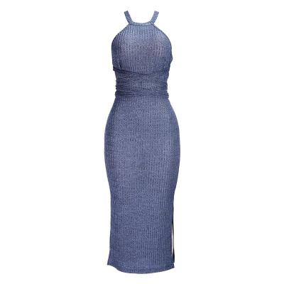 China 2021 Fashion Anti-Static Solid Color Girls' Dress Sets Sexy Sleeveless Ladies Wedding Dresses Africa Clothing New Summer Casual Dresses for sale