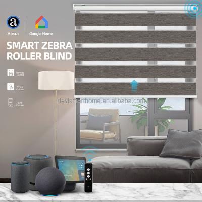 China Deyi Eco-friendly Smart Battery Motorized Zebra Blinds Venetian Roller Window Shades Roller Shades, All-Weather Roller Fabric Patio Door 1PC for sale