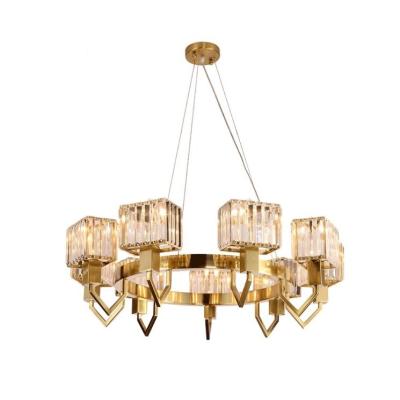 China Modern New Design K9 2021 Luxury Gold Color Round Led Crystal Chandelier For Home Lighting for sale