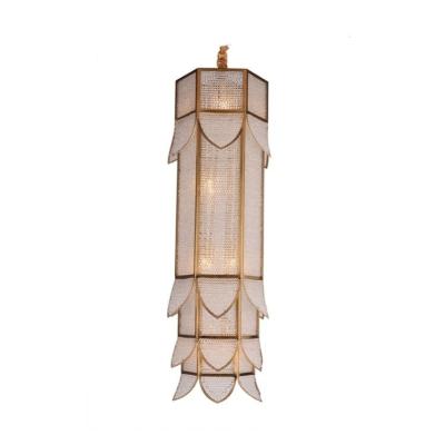 China E14 modern minimalist living room bedroom classic pearl weave gold chandelier for sale