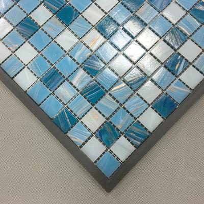 China Blue Crystal Interesting Glass Mosaic And Parquet Swimming Pool Wall Slabs for sale