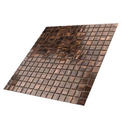 China GUCI Mussif Golden Line Brown Square Modern Mosaic Pool Mirror Glass Tiles for sale