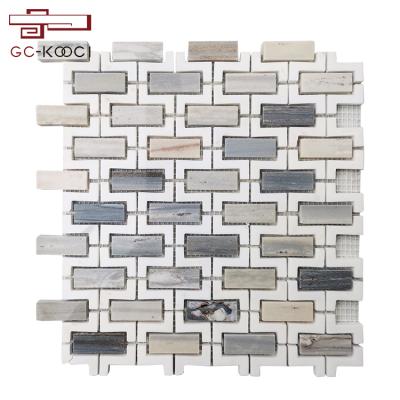 China Modern stone mosaic free sample texture natural irregular shape cut by waterjet for wall decoration stone mosaic for sale