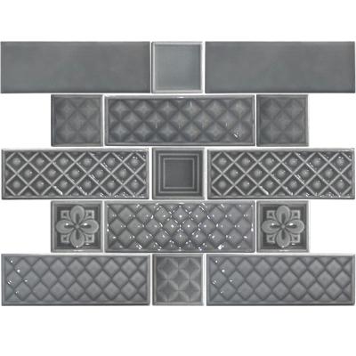 China White Wall Floor Border Backsplash Countertop Tile DIY Idea 3D Bathroom Backsplash Bathroom Backsplash Mosaic Mural for sale