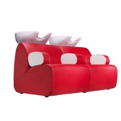 China Eco-friendly Reclining Ceramic Double Seats Massage Bed Shampoo Bowl Chair For Sale for sale