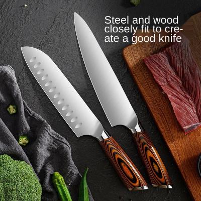 China 9 Pcs Professional Kitchen Knives Set Disposable Kitchen Instrument Wood Hammered Model 9 Pcs Kitchen Knife Set for sale