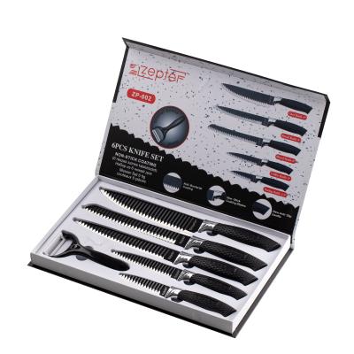 China Non Stick Stainless Steel Kitchen Accessories Disposable Kitchen Knives Set With Box 6 Pcs Kitchen Knife Set for sale