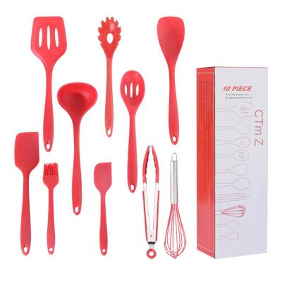 China 10 Pieces Free Sample Sustainable Silicone Kitchenware Set, Nonstick Silicone Kitchenware Set Pot Set for sale