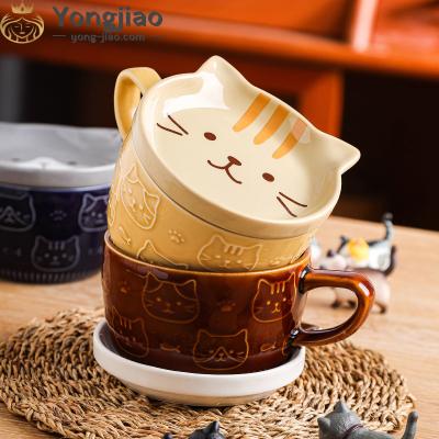 China Disposable Straight Ceramic Mug 220ml Quality Customized Color Embossed Coffee Mug Wholesale For Christmas for sale