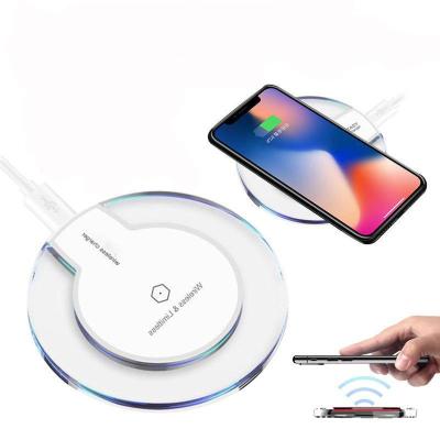 China Universal Crystal Qi Wireless Charger With LED Light Mobile Phone Radio Charging for sale