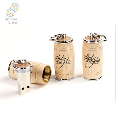 China Recyclable Wooden Barrel USB Flash Drive Customized Logo Factory Wholesale USB Memory Stick for sale