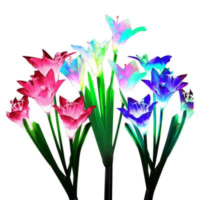 China Garden Outdoor Waterproof Solar Flower Lights Lily Rose Daisy Flower Solar Stake Light Smart for sale