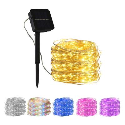 China Solar Powered Waterproof LED Solar Outdoor String Lights Christmas Copper Wire Micro String Lights For Outdoor Garden Decoration for sale