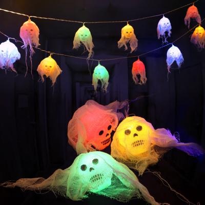 China LED String Lights 2020 Halloween Decoration Light LED Ghost Pumpkin Bat Shaped Battery Operated Hanging Lights for sale