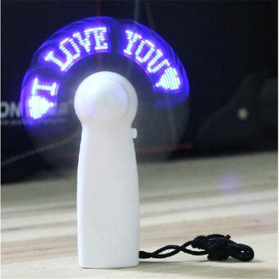 China China Rechargeable Programmable Led With Slogan 6 Message Groups Handheld Mini Fan for sale