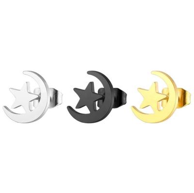 China Small Cute Stainless Steel Gold Charm Jewelry Joyeria Arete Star Shape Women Stud Earrings Bijoux for sale