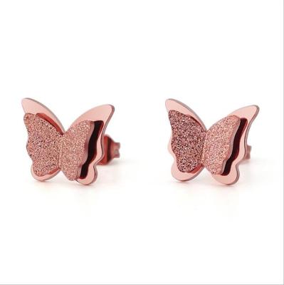 China Casual/Sporty Fashion Small Butterfly Stud Earrings For Women Girls Kids Stainless Steel Jewelry Statement Earrings Arete Ohrring for sale