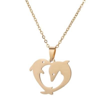 China Fashion Fashion Gold Plated Stainless Steel Necklaces Dolphin Pendant Necklace Jewelry For Women And Man for sale