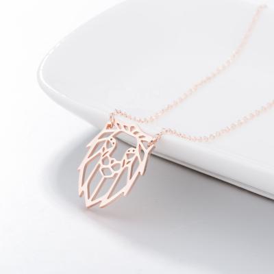 China CLASSIC Personalized Pendant Necklaces Women Stainless Steel Animal Lion Head Necklace Cute Minimalist Origami Jewelry for sale