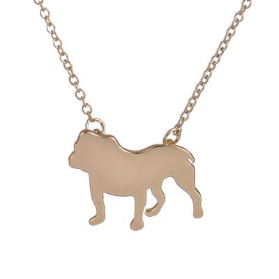 China Fashion New Bulldog Necklace Cute Cartoon Copper English Animal Dog Pendant Necklace Women Gifts for sale