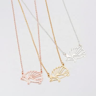 China Stainless Steel CLASSIC Simple Cute Animal Necklace Jewelry Ladies Small Hedgehog Necklace Pendant for sale