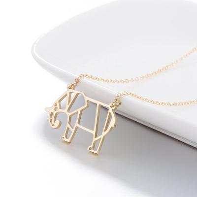 China Wholesale CLASSIC Origami Pendant Elephant Necklace Stainless Steel Animal Necklace for sale