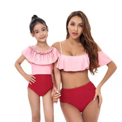 China New Stripe Breathable Female Bikini Swimsuit Parent Child Parent Mother Daughter Swimsuit for sale