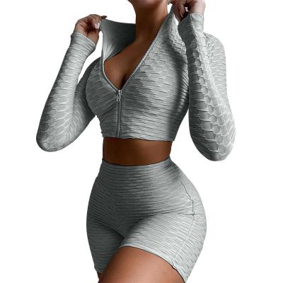 China Antibacterial 2 Piece Coat Gym Sports Yoga Suit Wear Sexy Gym Yoga Clothing Fitness Tracksuit Workout Set for sale