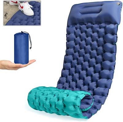 China Waterproof Inflatable Sleeping Pad Beach Mattress Travel Camping Sleep Pad With Built-in Pump for sale