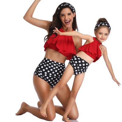 China 2022 Breathable Mommy and Me Beach Outfit Parent Child Family Matching Swimwear Sets Fashion Wholesale Print Swimwear Two-Piece Bikinis for sale