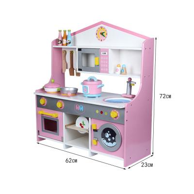 China Pretend Play Toy Set Mini Kitchen Furniture Cooking Toys Mother Role Play Toys Wooden Simulated Kitchen Set Education Child's First Birthday Gift for sale