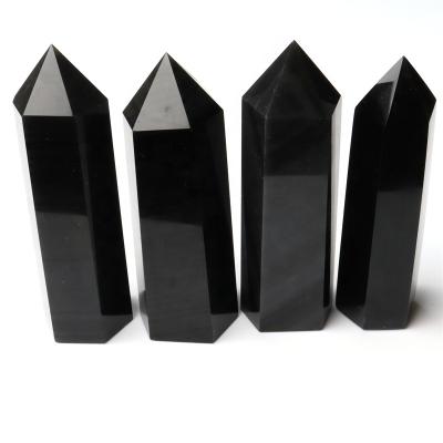 China Unique China Wholesale Quartz Crystal Black Obsidian Healing Dots Tower Ornament for sale