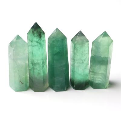 China China Hot Sale Natural Green Fluorite Magic Wand Point Healing Gemstone Obelisk Crystal Crafts Gift for sale