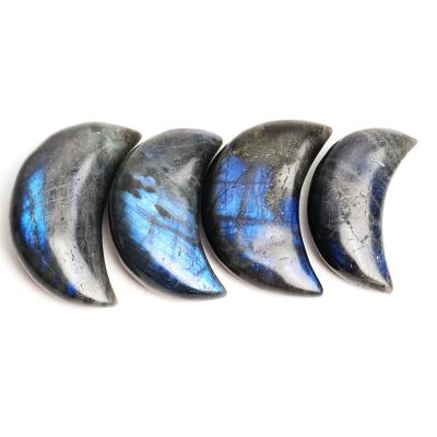 China China Blue Instant Labradorite Crystal Carving Moon Shaped Quartz Pendant Stone Cut For Gift for sale