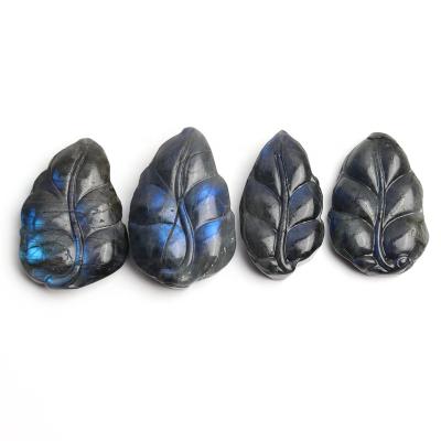 China China blue instant labradorite leaves quartz crystal carving pendant stone carved craft for gift for sale