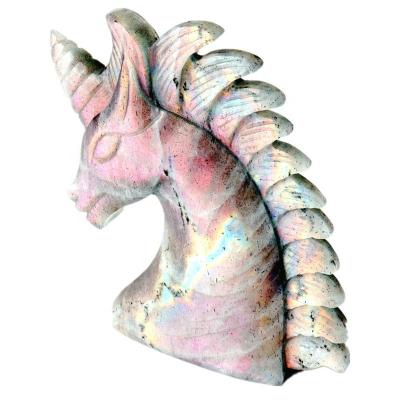 China China Purple Instant Labradorite Unicorn Crystal Carving Ornament Hand Carved Animal Craft For Gift for sale