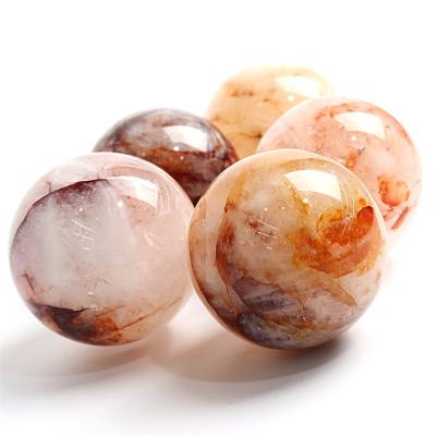 China China Natural Red Quartz Flowers Glue Magic Crystal Balls Carved Reiki Sphere Ball For Home Decoration for sale