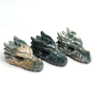 China China Crystal Quartz Dragon Head Skulls Agate Animal Carving Aquatic Quartz Carved Craft Home Gift for sale