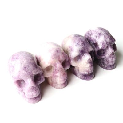 China China Engraving Crystal Crafts Purple Mica Skulls Head Hand Carved Quartz Skulls For Decor for sale