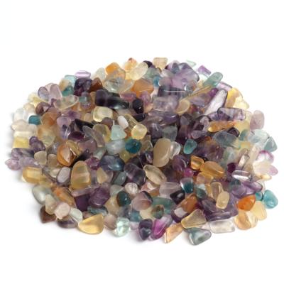 China China Natural Rainbow Fluorite Quartz Crystal Gravels Healing Tumbled Stone for Decoration for sale